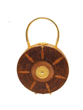 Vintage boho Lipao woven bags handmade  wheel shape thai traditional craft collection